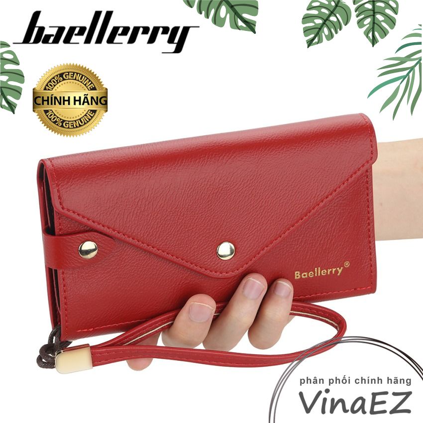 [FREESHIP, HỎA TỐC] bóp ví nữ cầm tay hàng hiệu Baellerry nhiều ngăn dáng bao thư có ngăn chứa điện thoại - N8616