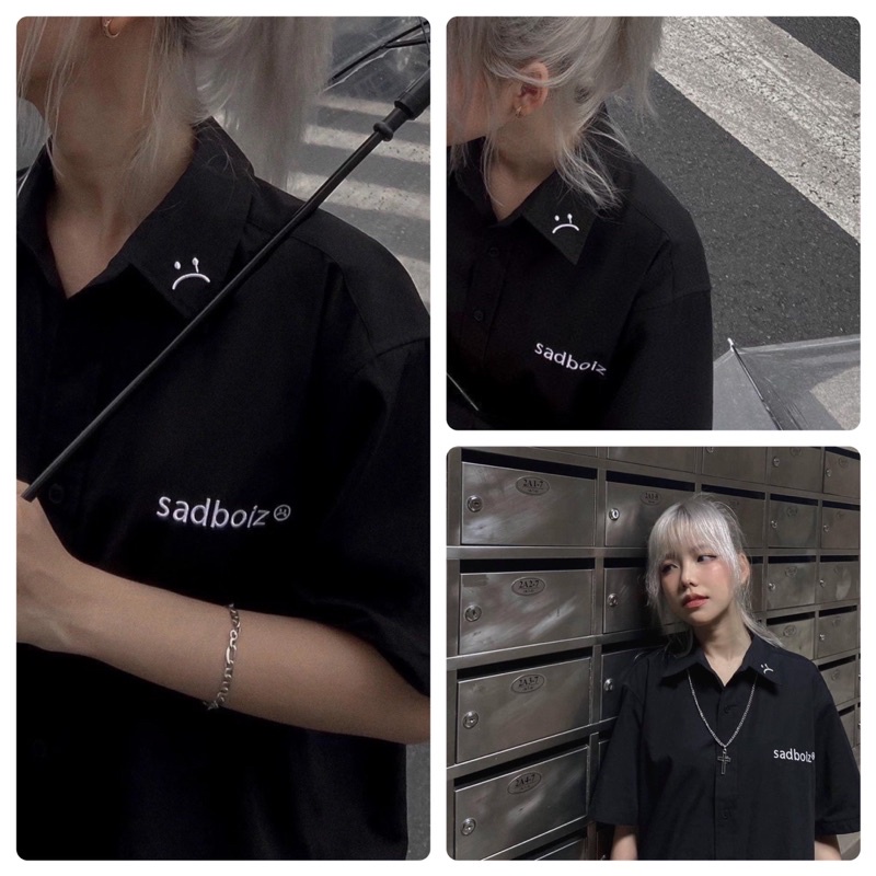 [Rẻ vô địch] Áo sơ mi sadboiz tay lỡ dáng rộng unisex