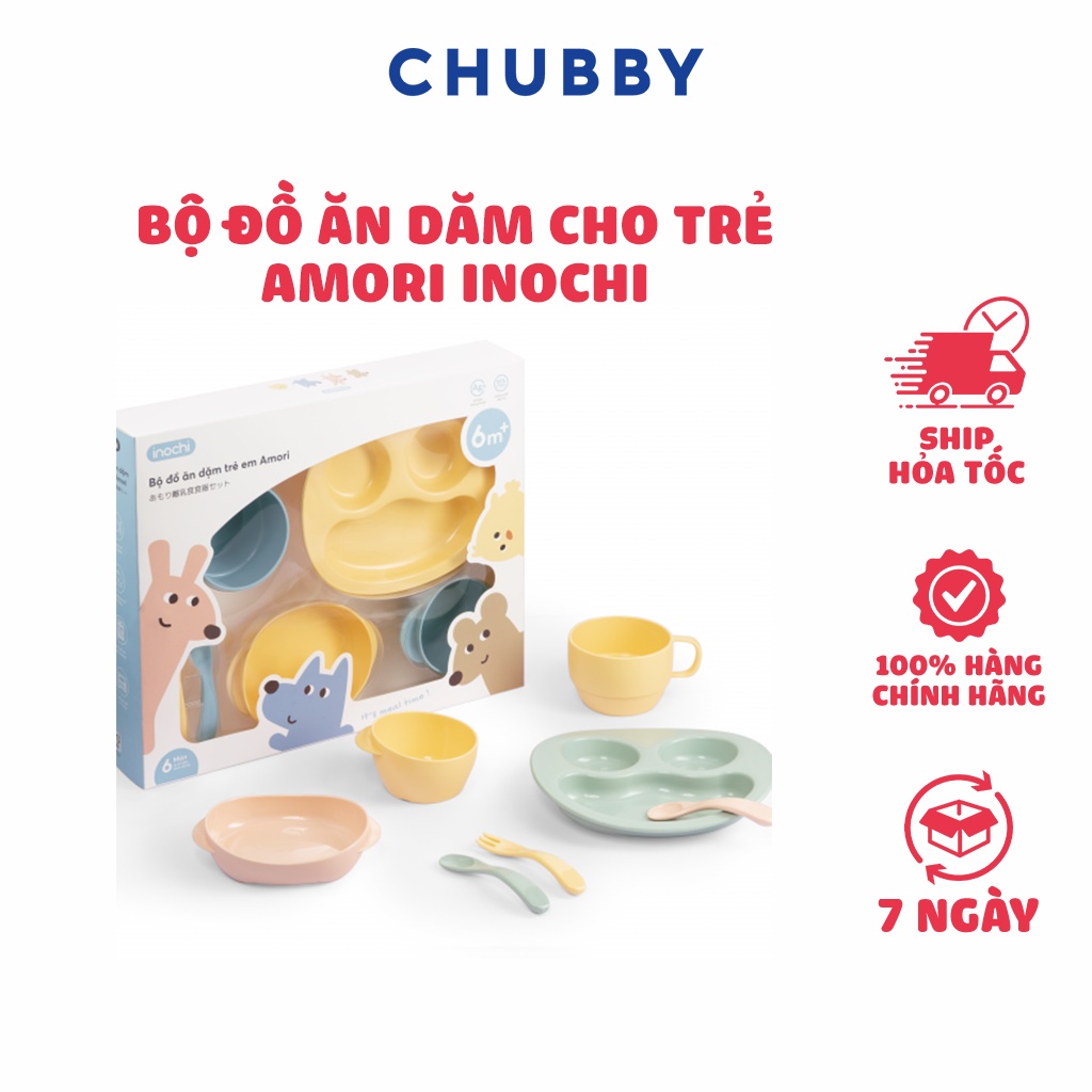 Bộ Đồ Ăn Dặm Cho Trẻ Amori INOCHI Chất Liệu Nhựa Nguyên Sinh Cao Cấp, An Toàn, Chắc Chắn, Bền Đẹp