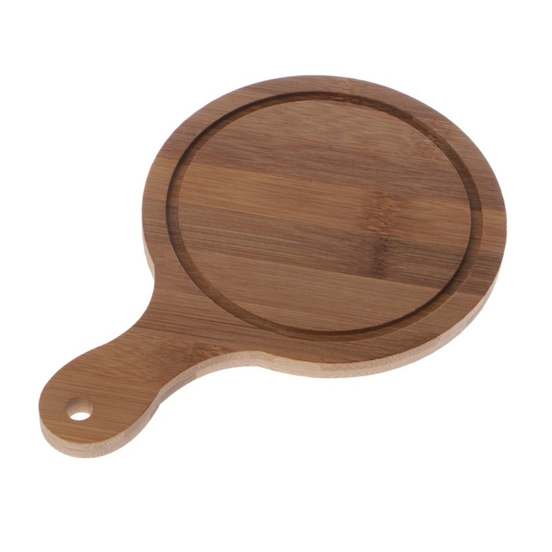 PRI* Durable Round Wooden Pizza Paddle Serving Board Making Peel Cutting Tray 4 Sizes