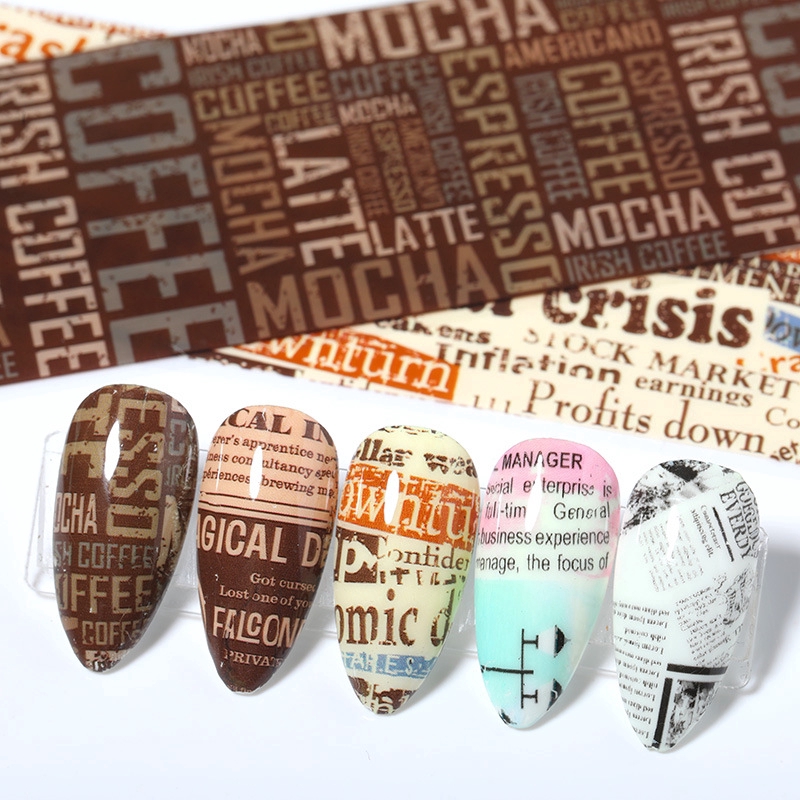 [Hàng mới về] Bộ giấy dán trang trí móng tay hình chữ retro