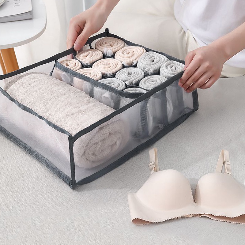 Hộp Đựng Đồ Lót / Vớ / Cà Vạt Bằng Vải Không Dệt Gấp Gọn Tiết Kiệm Không Gian Đa Năng