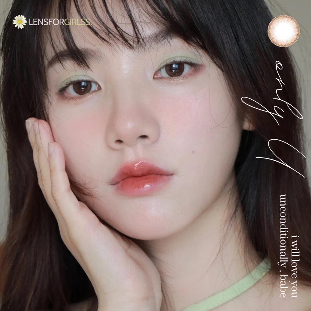 Kính áp tròng nâu hồng trà ONLY U BROWN - Made in Korea | HSD 3-6 tháng | Lens cận