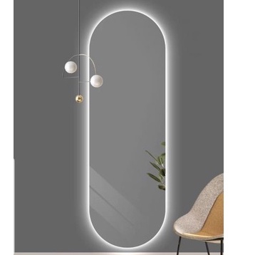 Gương led toàn thân hình oval treo tường tính năng led hậu 3 màu kích thước 40x120cm BẢN TIÊU CHUẨN guonghoangkim HK1010