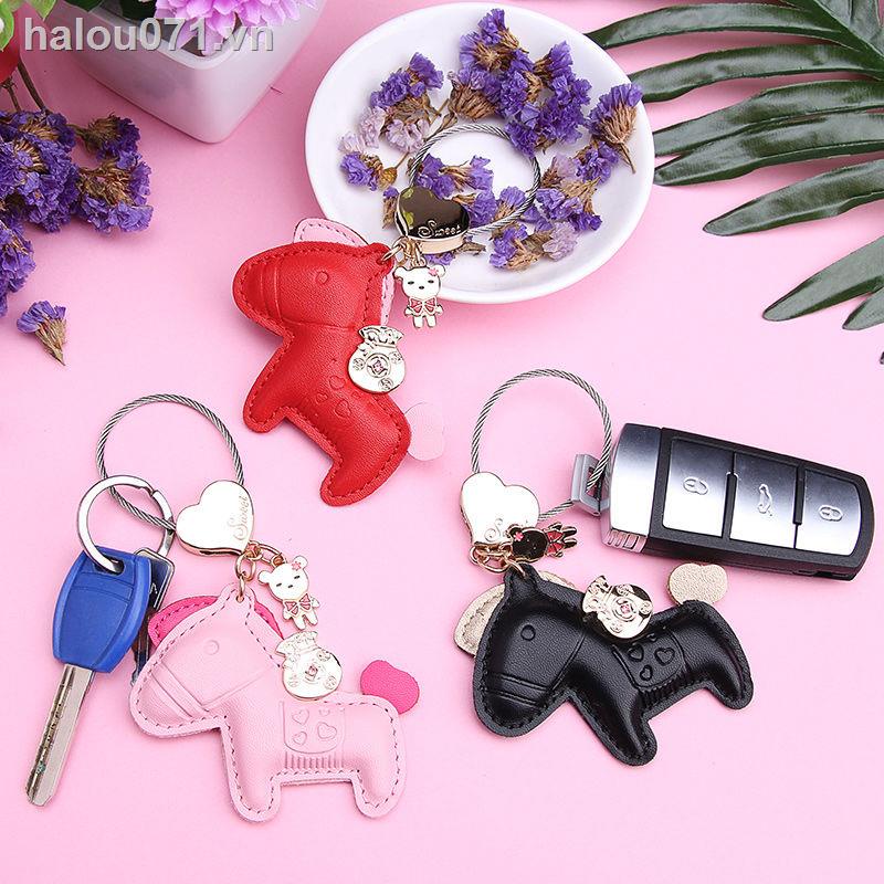 ✿Cổ Phiếu Sẵn Sàng✿ Móc Chìa Khóa Bằng Da Hình Ngựa Sáng Tạo Dễ Thương
