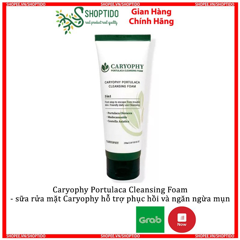 Sữa rửa mặt hỗ trợ ngăn ngừa mụn CARYOPHY PORTULACA CLEANSING FOAM 150ML NPP Shoptido