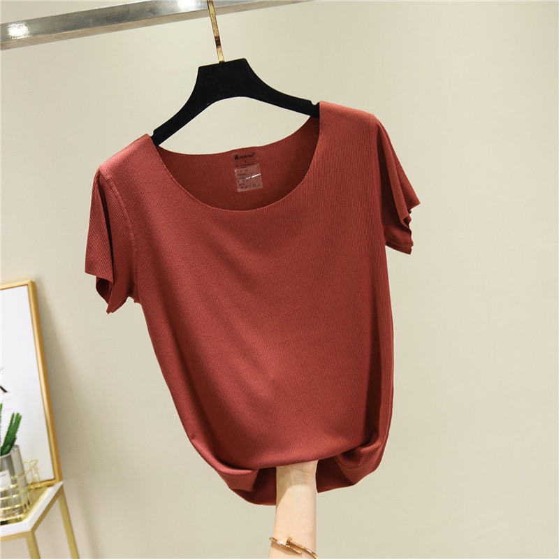 Áo Thun Cotton Không Đường May Màu Trơn Đơn Giản Hợp Thời Trang