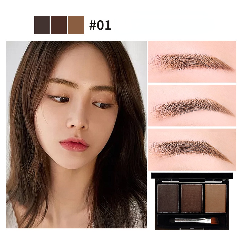 Bột kẻ lông mày Lameila 3 màu thiết kế 3 trong 1 không nhòe chống thấm nước LAMEILA Phấn trang điểm lông mày