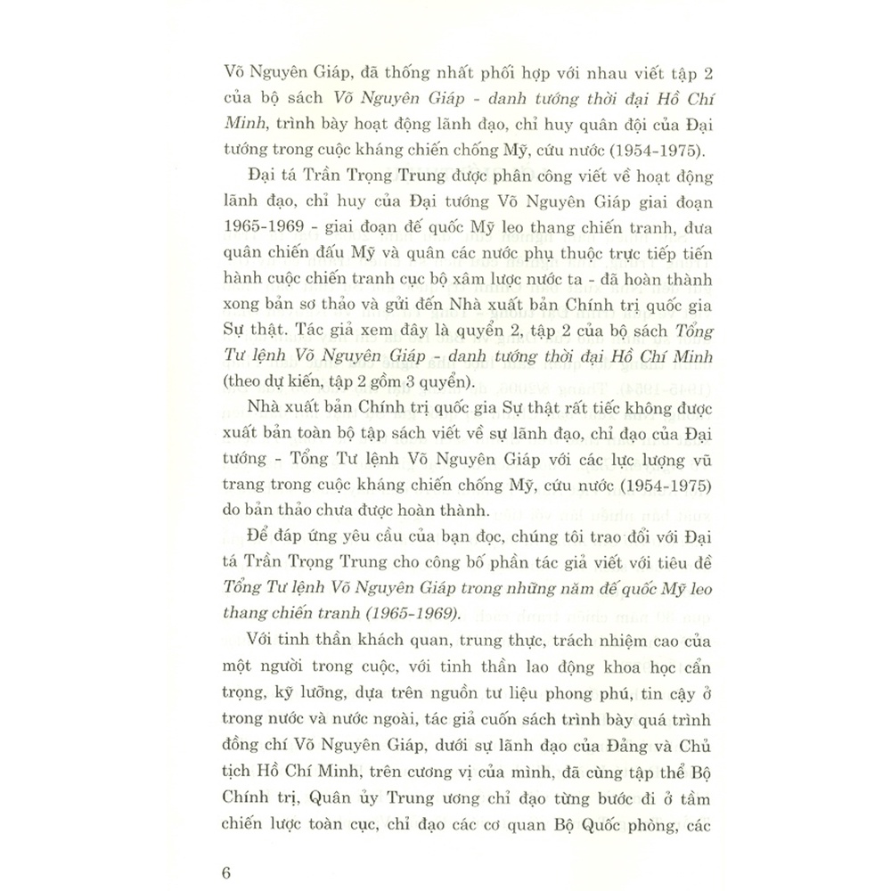 Sách - Tổng Tư Lệnh Võ Nguyên Giáp Trong Những Năm Đế Quốc Mỹ Leo Thang Chiến Tranh (1965-1969)