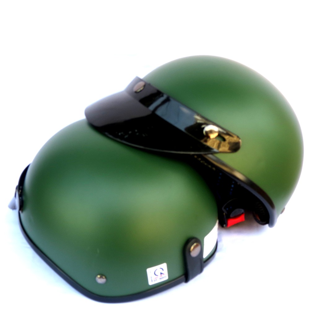 Mũ bảo hiểm 1/2 NTMAX xanh rêu + kính phi công hoặc kính uv400