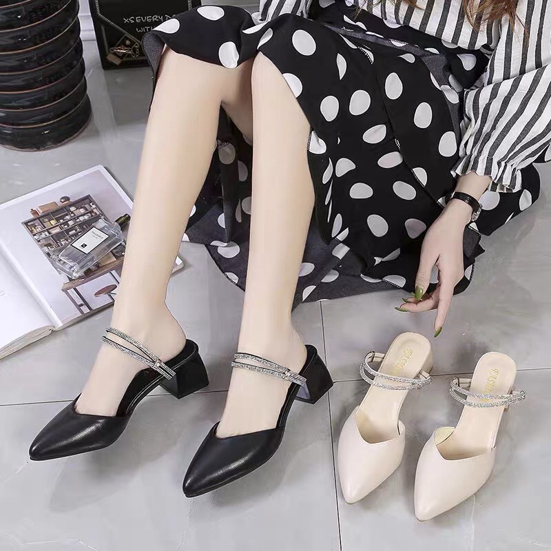 Giày Cao Gót Bít Mũi 5p  2 Kiểu Tôn Da Mã C32