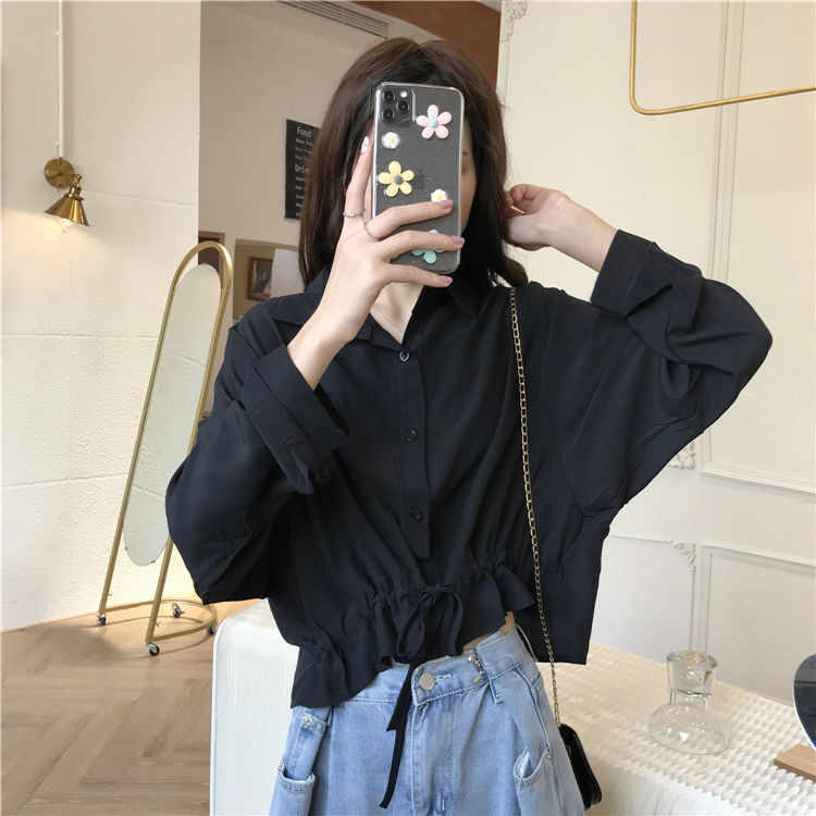 Áo Sơ Mi Nữ Tay Dài Dáng Rộng Màu Trơn Thời Trang