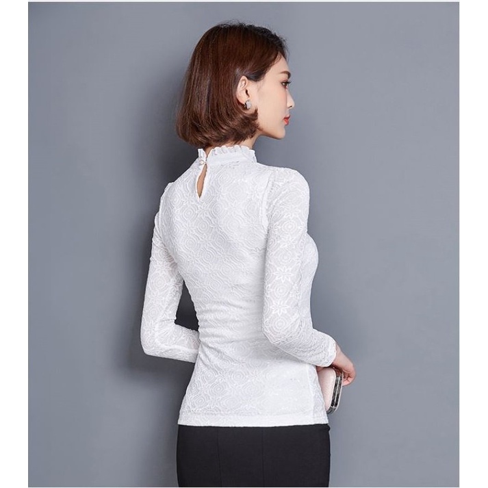 Áo ren thu đông cổ tròn lót dày ale34