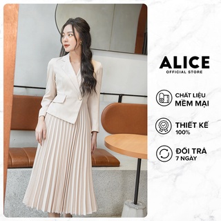 Váy Công Sở Xếp Ly Cổ Vest ALICE Thiết Kế Tôn Dáng Xếp Ly Sang Xịn Mịn V713