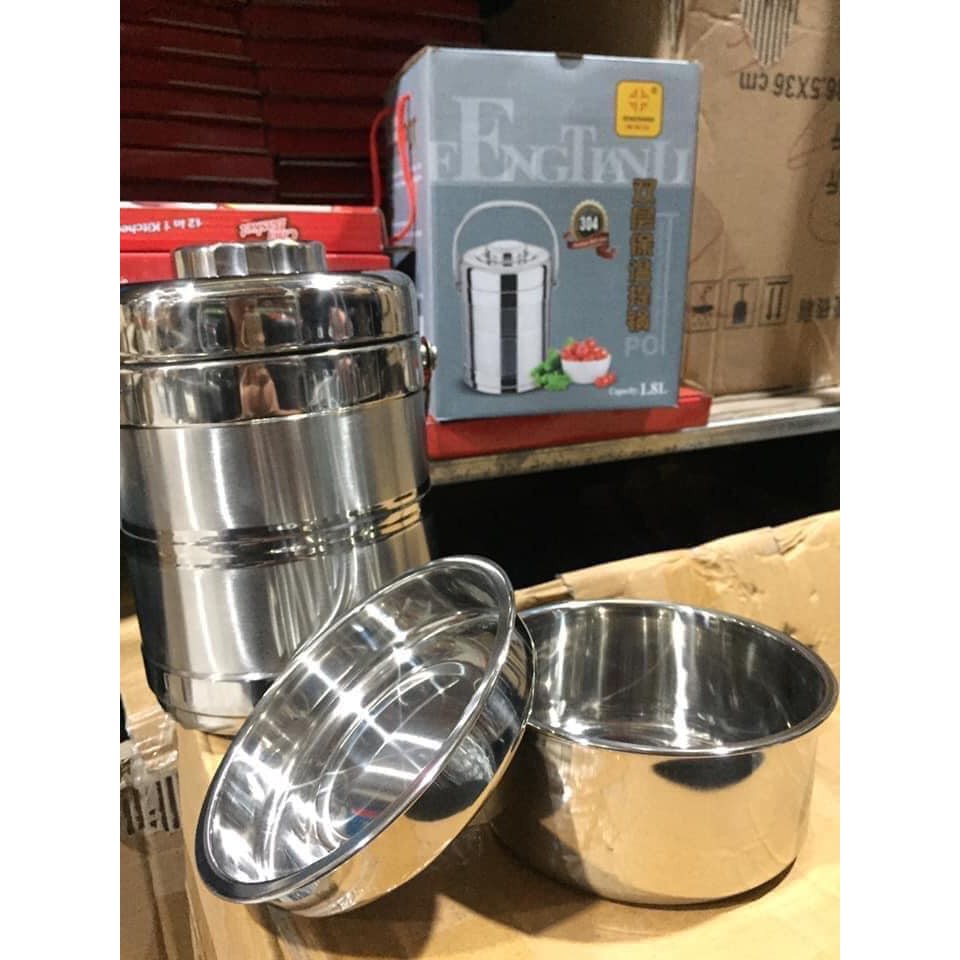 (giá sỉ = lẻ) Cạp lồng, hộp cơm inox 3 ngăn siêu xịn - 1,3lít - 1,8lít - 2 LÍT