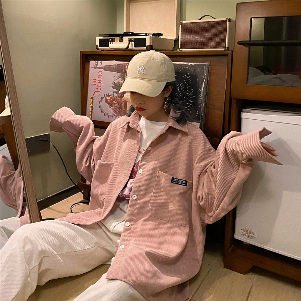 Áo Sơ Mi Nhung TĂM 2 túi Unisex Form Rộng - Áo sơ mi nam nữ phong cách Ulzzang ZOOZOO
