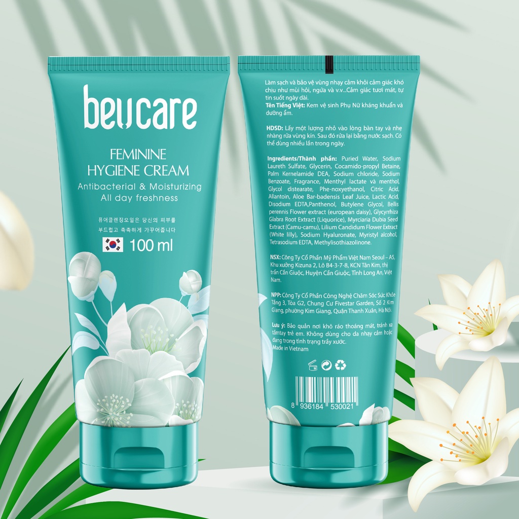 Combo 3 chai dung dịch vệ sinh phụ nữ BeUcare 100ml hương bạc hà, làm sạch dịu nhẹ