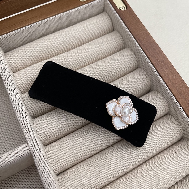 Dây buộc tóc vải nhung đính ngọc trai xinh xắn phong cách Hàn Quốc dành cho nữ