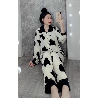 Bộ Ngủ Pyjama Lụa Mango Cổ Sen Tay Dài Cao Cấp