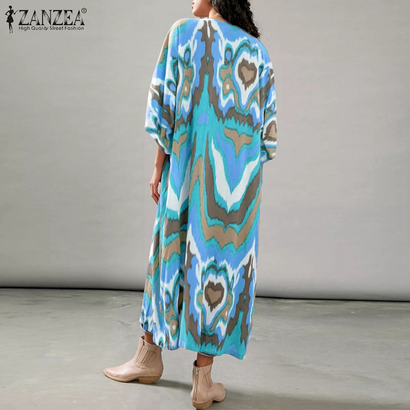 Áo khoác cardigan Zanzea tay 3/4 in họa tiết hình học thời trang cho nữ