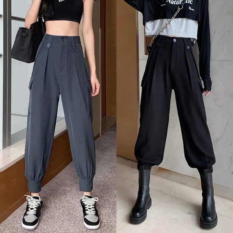 quần baggy nữ túi hộp phong cách cá tính hàng quảng châu cao cấp | BigBuy360 - bigbuy360.vn