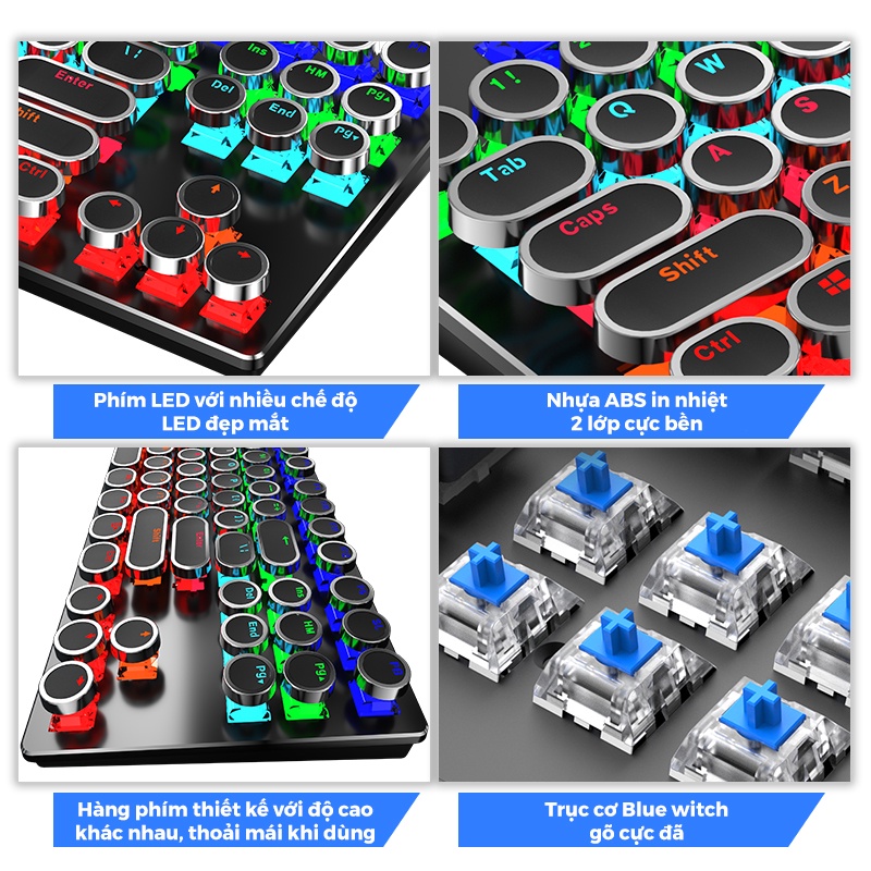 Bàn phím cơ máy tính đèn LED 9 chế độ ONEKA KB02