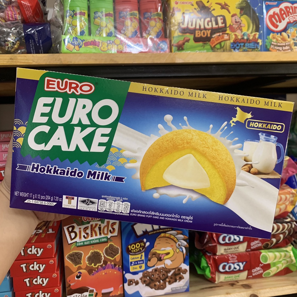 Bánh trứng Thái Lan Euro Cake các vị hộp 204g
