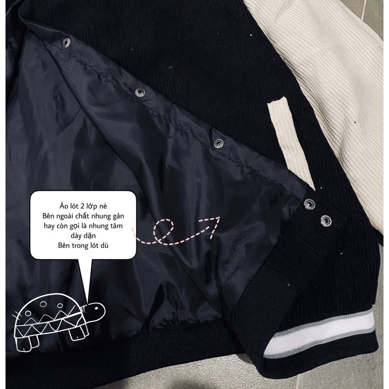 Áo khoác bomber F426 Lylyshop Unisex, kiểu áo khoác bóng chày chất nhung tăm lót dù trơn thêu chữ form rộng cho nam nữ | BigBuy360 - bigbuy360.vn