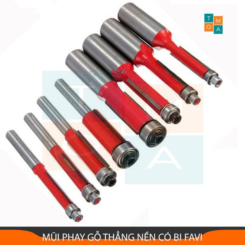 MŨI PHAY GỖ THẲNG NỀN CÓ BI  - MŨI SOI GỖ CAO CẤP CỐT 6.35MM