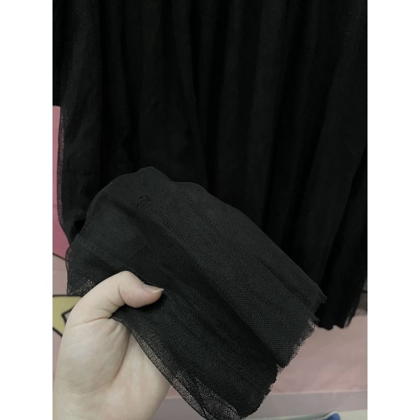 2hand sale ĐẦM LEN ĐEN PHỐI LƯỚI HÀN QUỐC