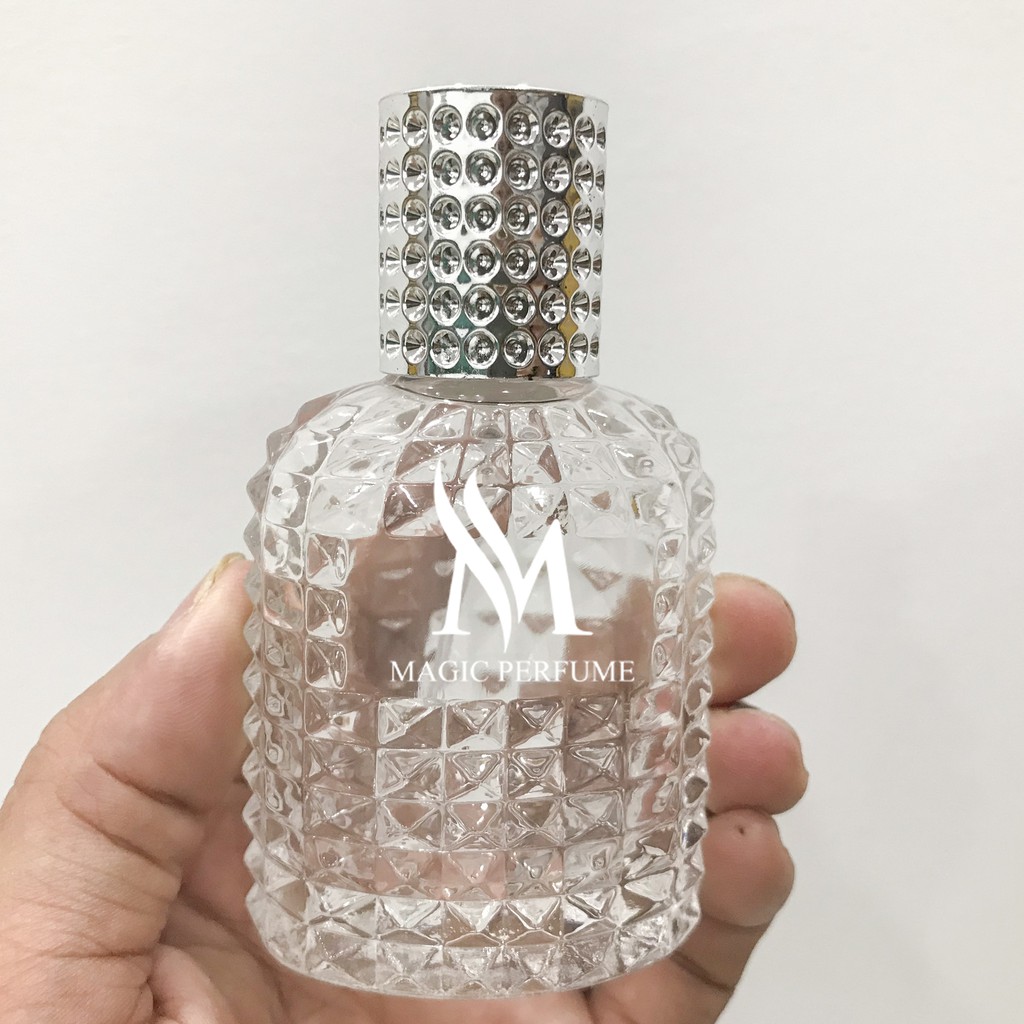 Chai, lọ đựng nước hoa, ống bơm thủy tinh vân kim cương dạng xịt, dung tích 30ml, 50ml