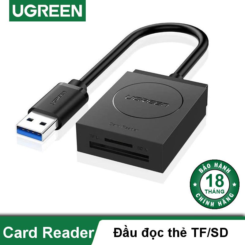 Đầu đọc thẻ USB 3.0 Card Reader Hỗ trợ thẻ TF và SD UGREEN 20250