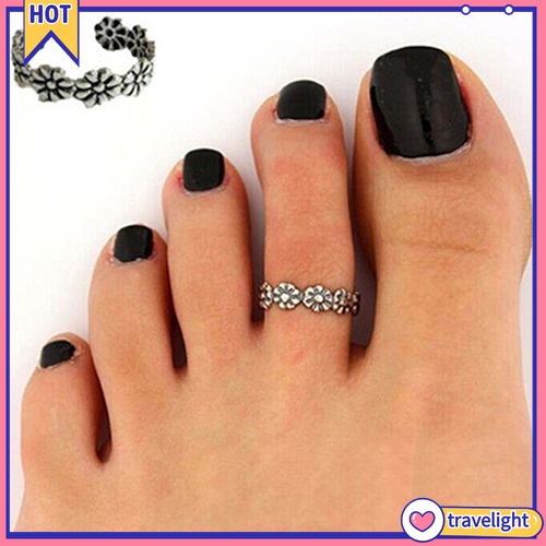 Set 2 nhẫn đeo ngón chân mạ bạc có thể điều chỉnh kích thước