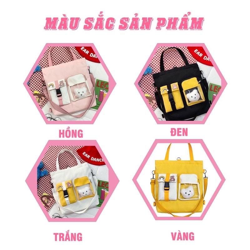 TOTE ĐEO 2 kiểu - TÚI MICA PHỐI MÀU- TT05