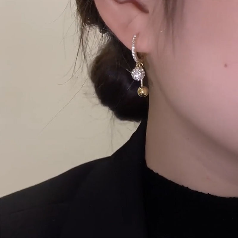 Khuyên Tai Đính Hạt Tròn Thời Trang Dự Tiệc Cho Nữ