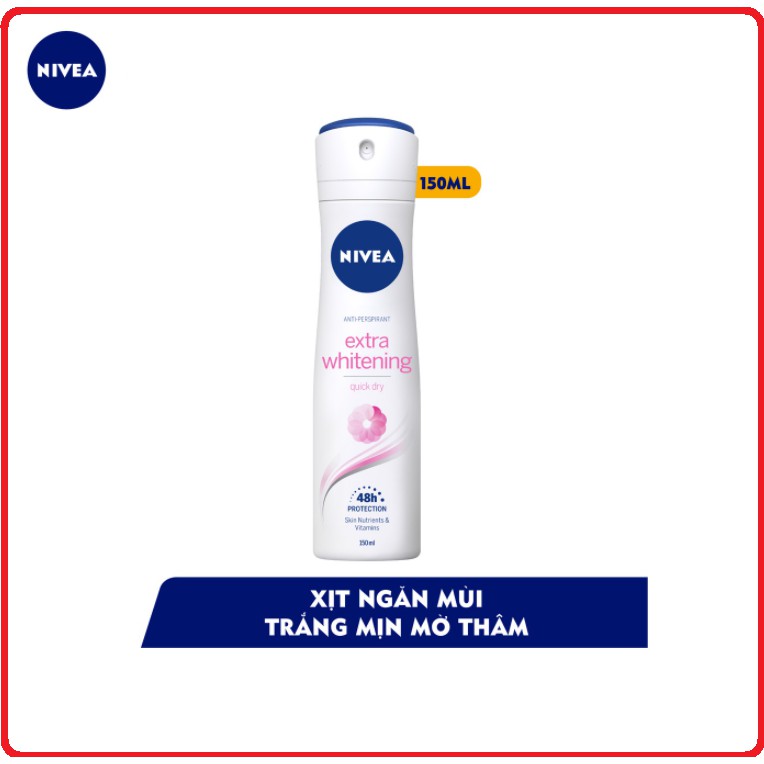 Xịt Ngăn Mùi NIVEA Pearl &amp; Beauty/Extra Whitening/Black &amp; White/Fresh Energy Chai 150ml