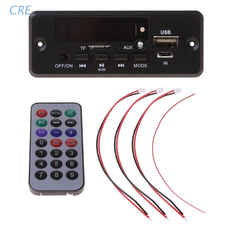 CRE  DC12V Digital Bluetooth MP3 Decode Board with 2*3W Amplifier Rechargeable SD FM Radio Mini USB Aux IN Car DIY Audio Module