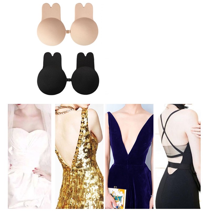 Miếng Dán Ngực Hình Tai Thỏ Dễ Thương Tự Dính Chống Bong Tróc Thoáng Khí Cho Nữ