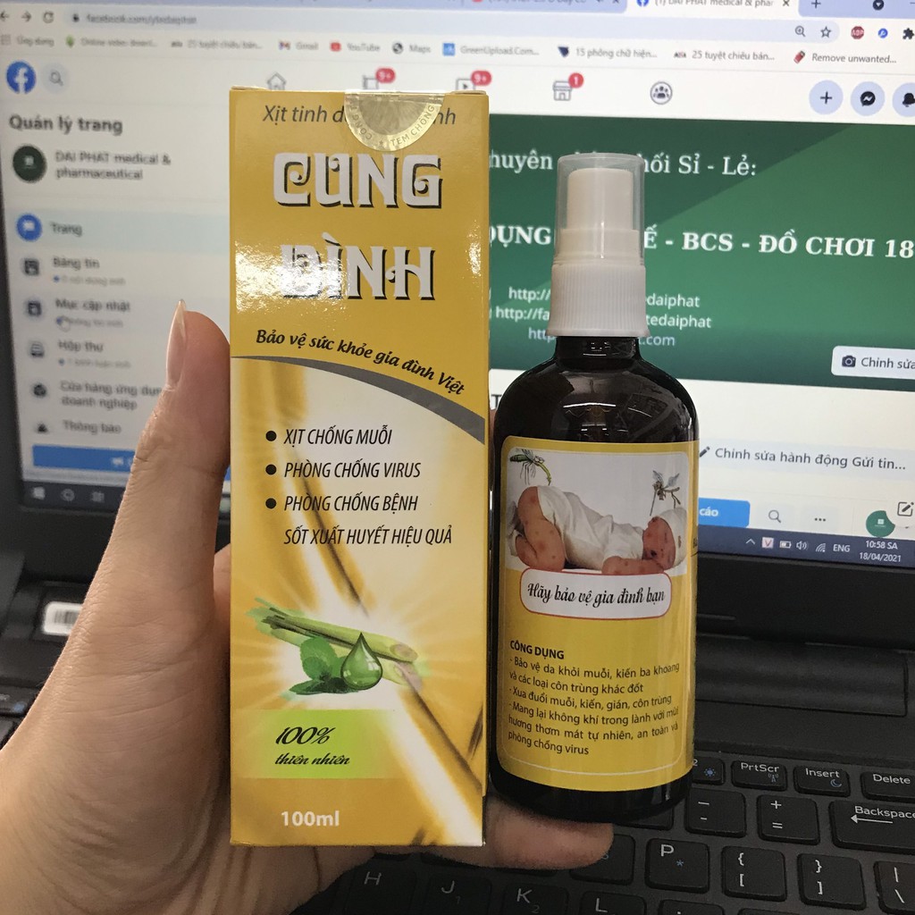 Xịt đuổi muỗi sả chanh Cung Đình 100ml chính hãng