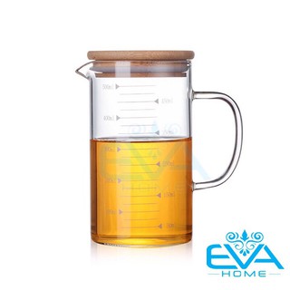 Ly Thuỷ Tinh Chia Vạch Đo Lường 500 Ml Kèm Nắp Gỗ Đậy