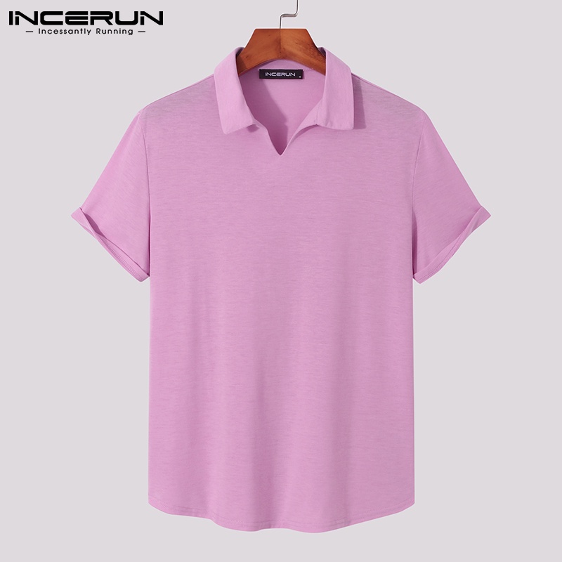 Áo Thun INCERUN Polo Tay Ngắn Có 5 Màu Thời Trang Cho Nam