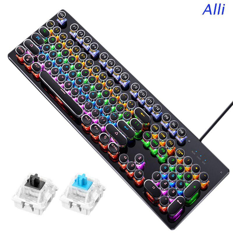 Alli Gaming Keyboard Retro Keycap Backlit Wired Mechanical Keyboard for PC Computer Laptop