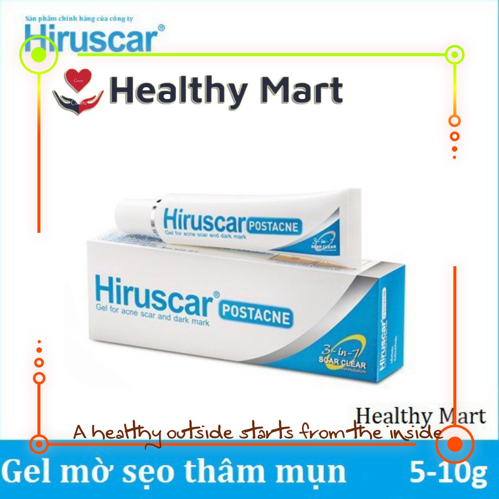 Gel làm mờ sẹo mụn và thâm mụn Hiruscar Post Acne 5g