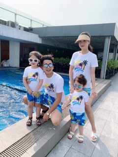 Set Bộ gia đình đi biển chất đẹp - Quần hoa đi biển, chụp kỷ yếu lớp giá sỉ