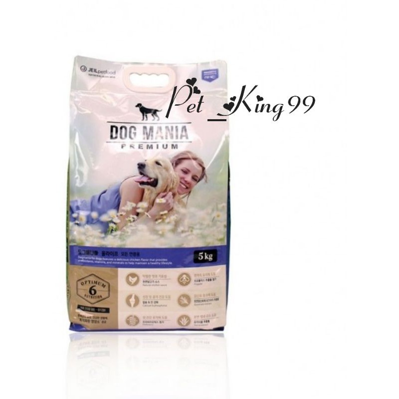 🐕5kg🐶THỨC ĂN CHO CHÓ DOG MANIA PREMIUM 5KG (MỌI LỨA TUỔI)Thức ăn hạt cao cấp dành cho chó được nhập khẩu từ Hàn Quốc