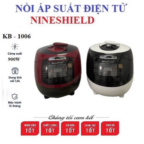 NỒI ÁP SUẤT ĐIỆN TỬ NINESHIELD KB-1006 THIẾT KẾ THÔNG MINH HIỆN ĐẠI MẪU MỚI 2022