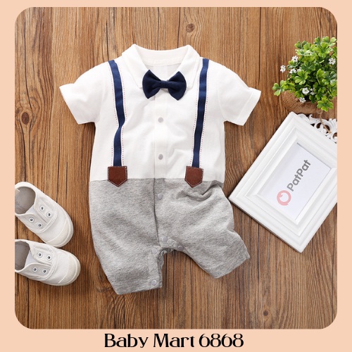 Bodysuit Baby Mart đùi cộc tay liền thân cotton cao cấp cho bé trai 3-18 tháng mặc xuân hè