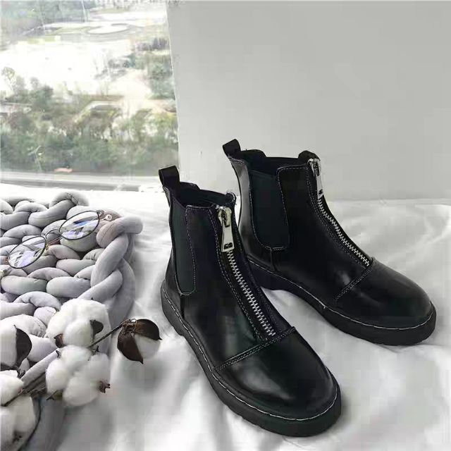 Baals stock Order boots cao cổ kéo khoá mũi giày style Hàn Quốc Funny shop