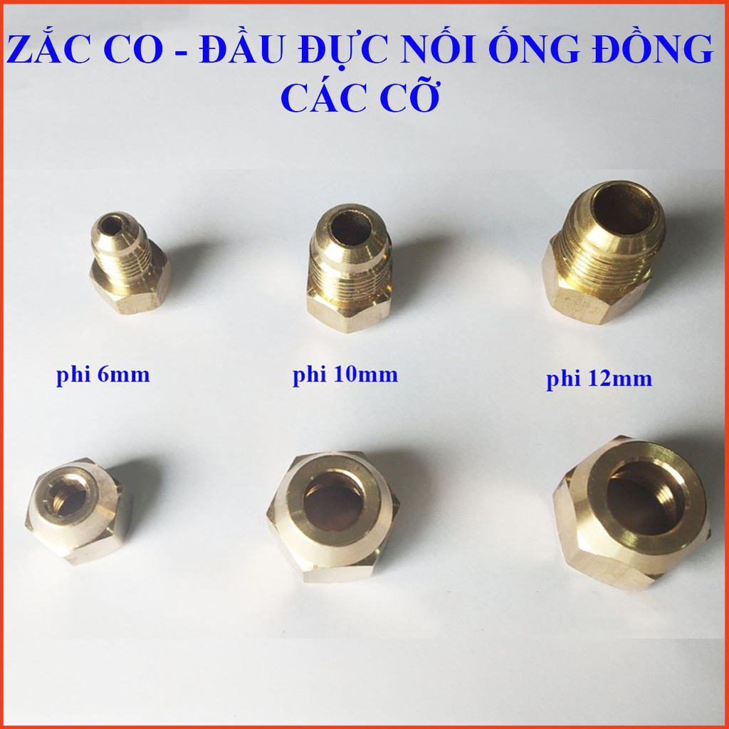 Rắc co ống đồng các phi cỡ 6 10 12 mm Loại Đẹp Chống Han Gỉ [GIÁ THỢ]