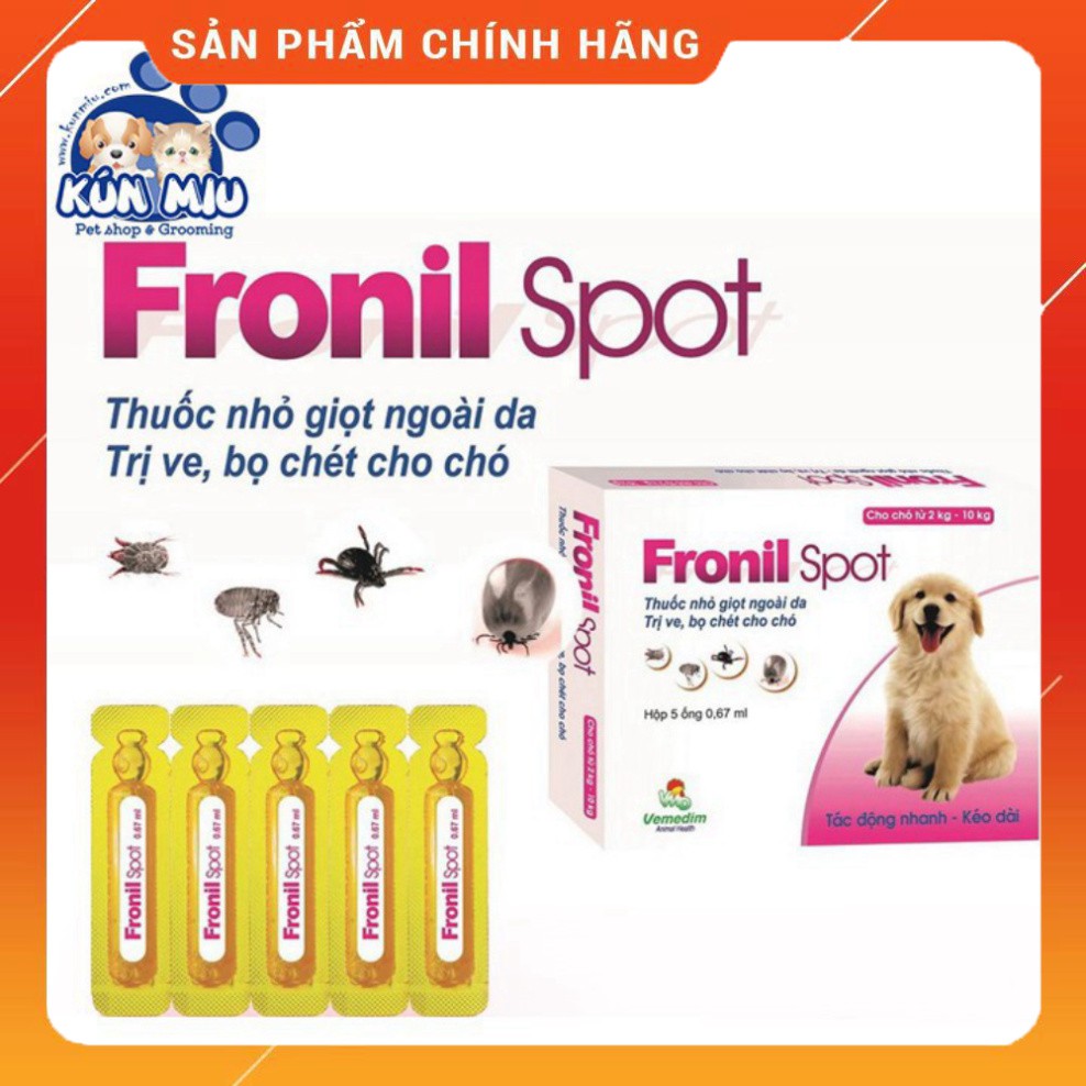 Dung dịch nhỏ sống lưng  ve ghẻ, bọ chét chó Fronil spot